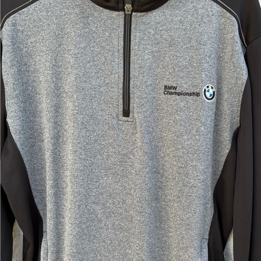 Gray and Black Lightweight Shirt‎ Jacket with Quarter-Zip